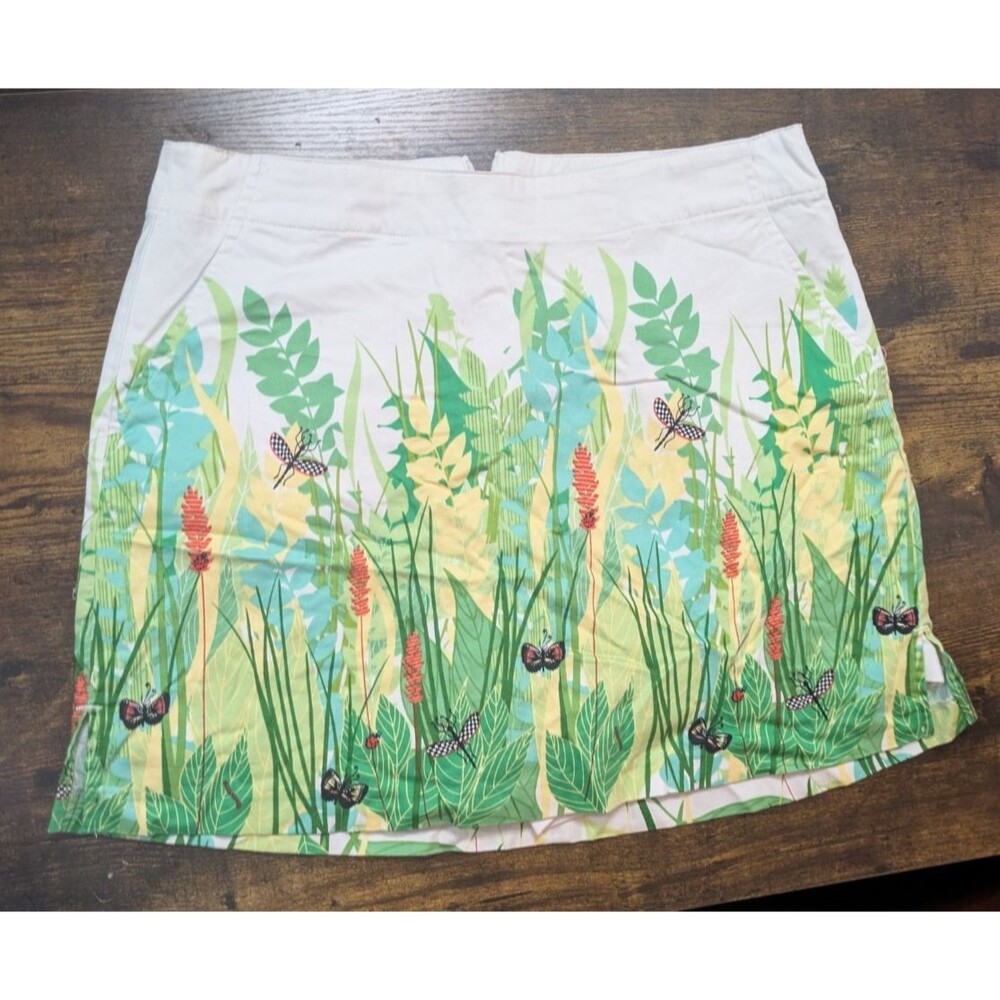 Lady Hagen Womens Skort Size 8 White Botanical Butterfly Golf Tennis Skirt